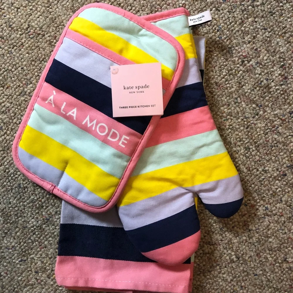 🎉 HP 🎉🆕 Kate Spade Ice Cream Stripe 3 Piece Kitchen Set